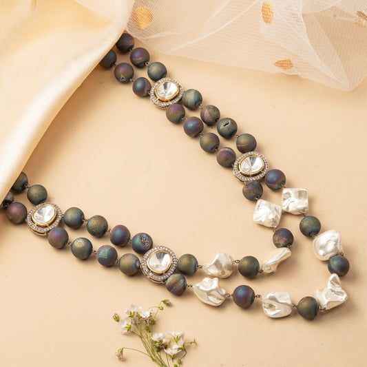 Noirvale Strand - Dual Layer Bead Necklace Set