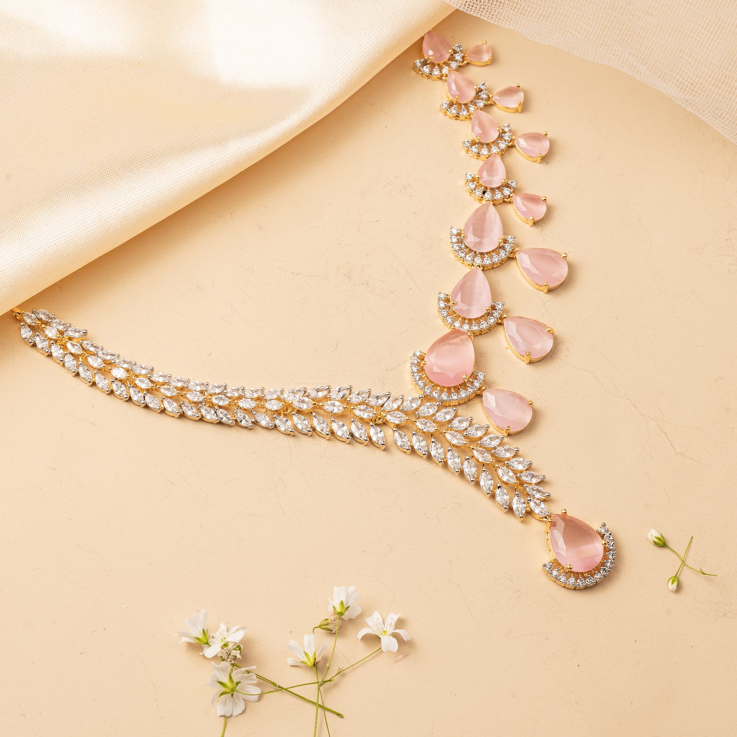 Petalune Flow - Asymmetrical Drop Necklace Set