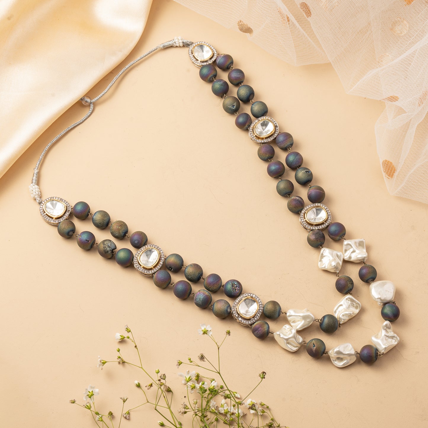 Noirvale Strand - Dual Layer Bead Necklace Set