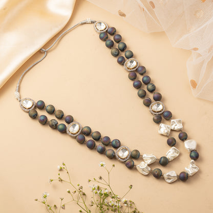 Noirvale Strand - Dual Layer Bead Necklace Set