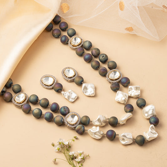 Noirvale Strand - Dual Layer Bead Necklace Set