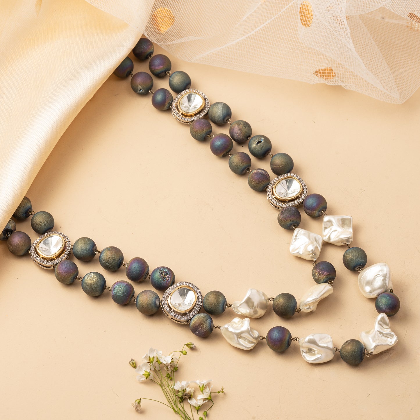 Noirvale Strand - Dual Layer Bead Necklace Set
